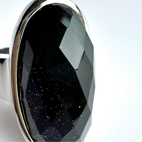 COCKTAIL Faceted Goldstone Ring Size 6 Stainless Steel Purple Gem Oversized Y2K - Picture 12 of 16